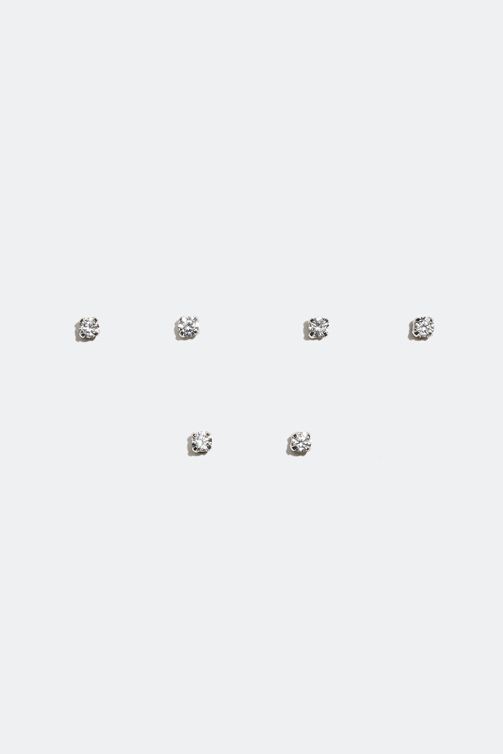 Pienet nappikorvakorut aidosta hopeasta Cubic Zirconia -kivillä, 3/pakk. ryhmässä Aitoa Hopeaa / Hopeiset korvakorut / Monipakkaus @ Glitter (553002381001)