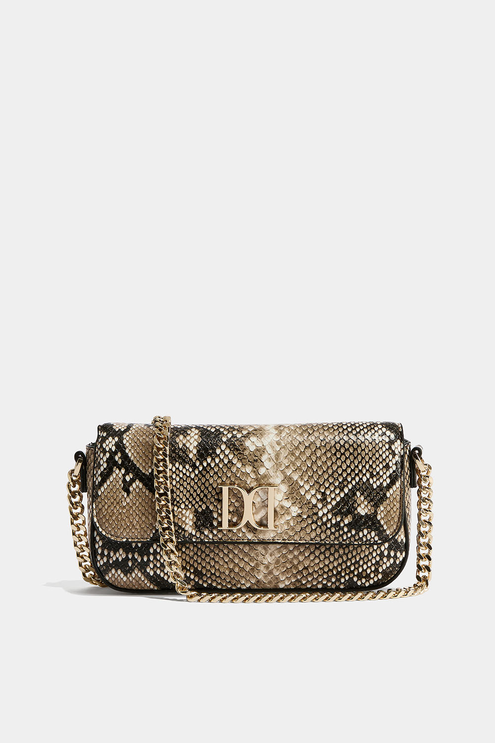 Suorakulmainen käärmeennahkakuvioinen laukku