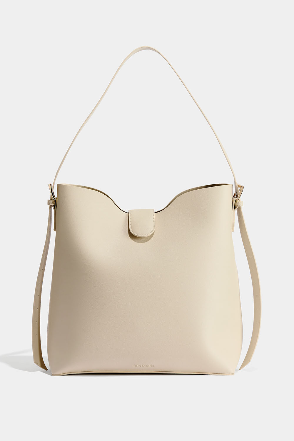 Suuri valkoinen laukku säädettävällä olkahihnalla