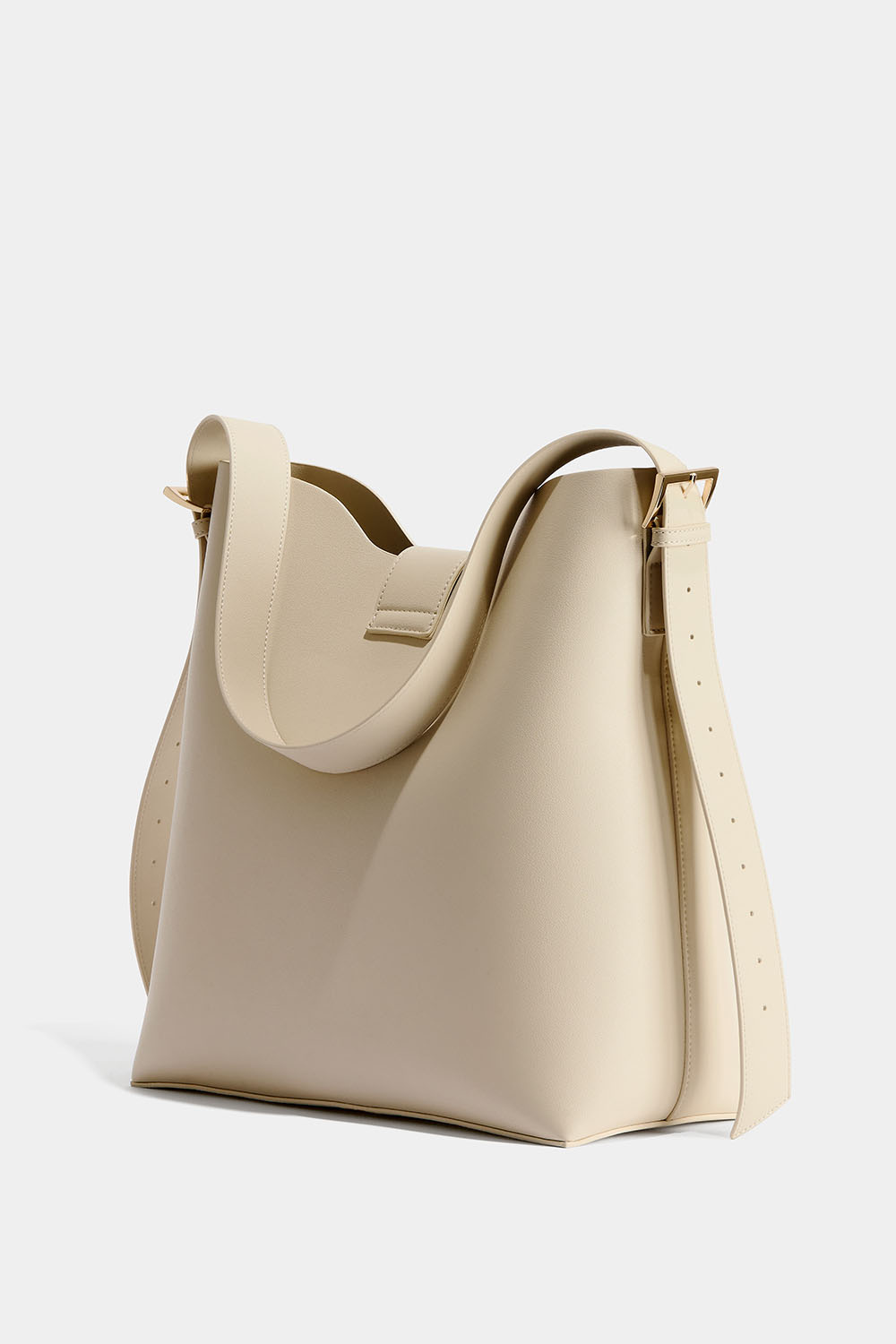 Suuri valkoinen laukku säädettävällä olkahihnalla