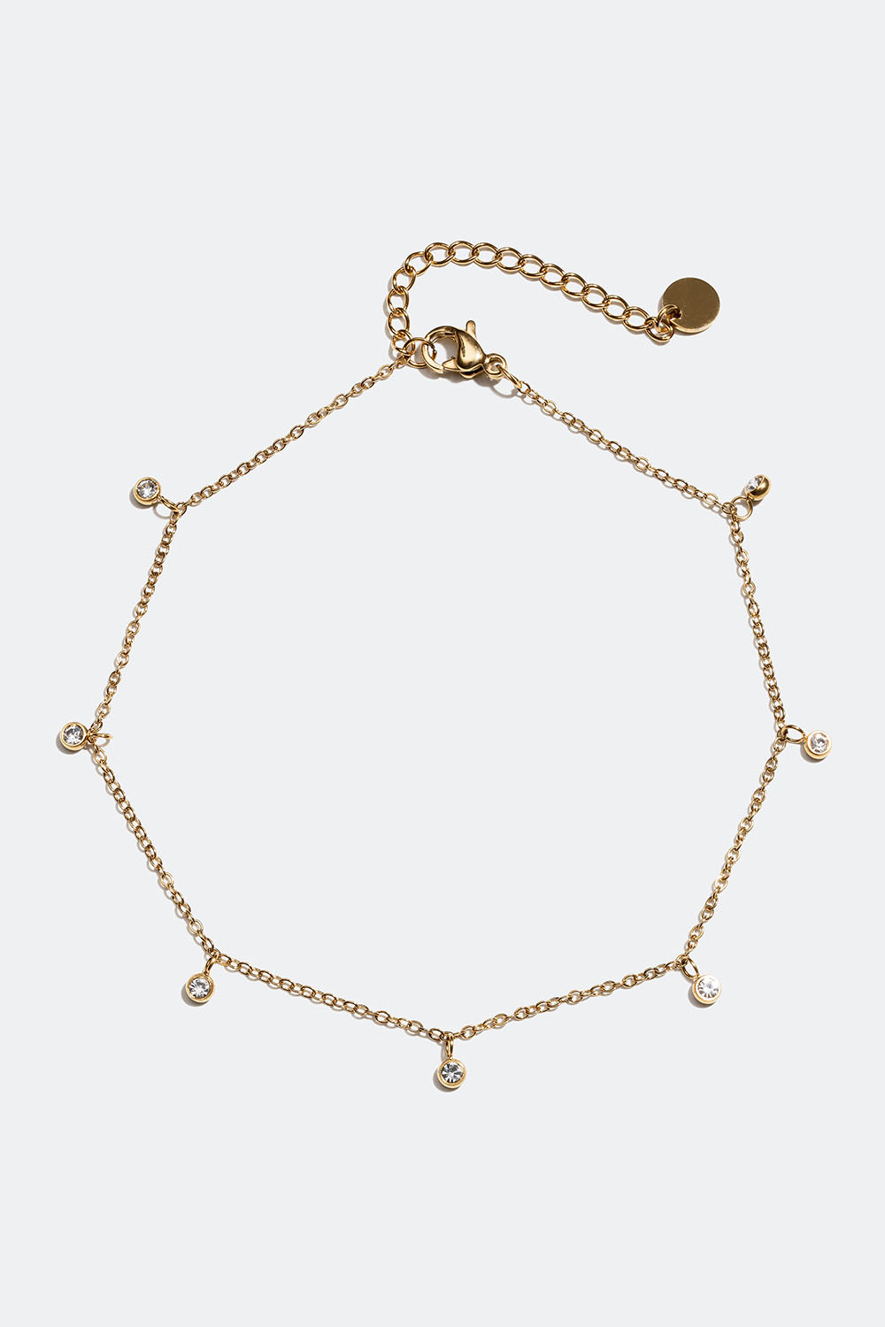 Teräksinen nilkkakoru, joissa on 18k kultaus ja cubic zirconia -kiviä