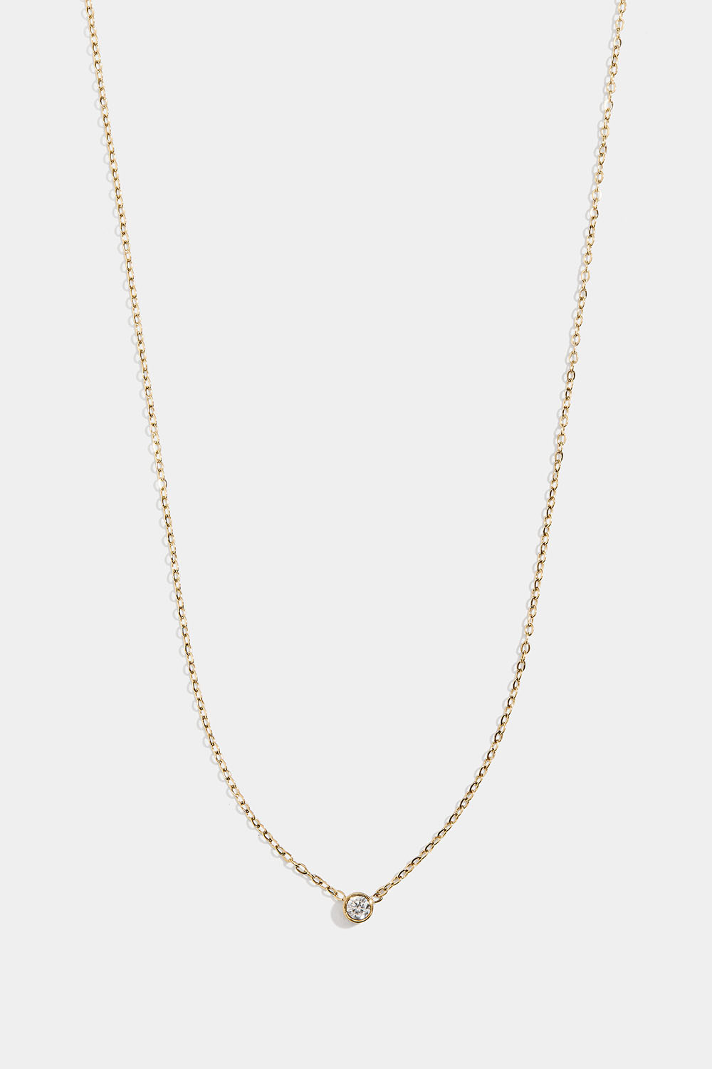 Ohut teräksinen kaulaketju, jossa 18 karaatin kultaus ja Cubic zirkonia -kiviä