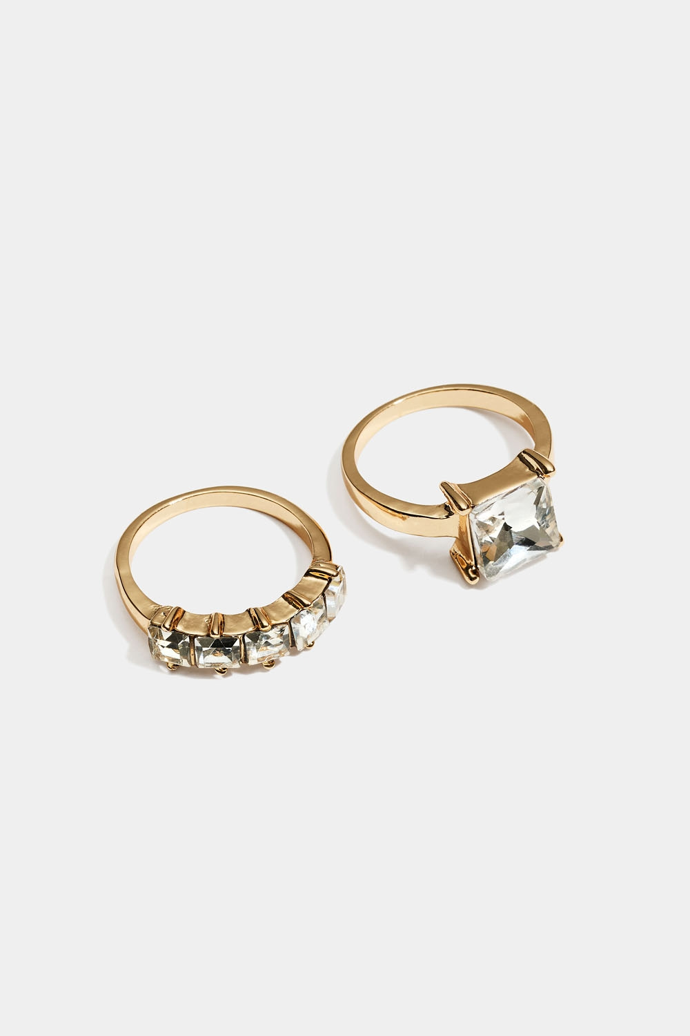 Kullanväriset sormukset, joissa valkoisia kiviä, 2 kpl